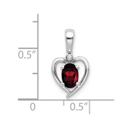 14k White Gold Garnet Diamond Pendant