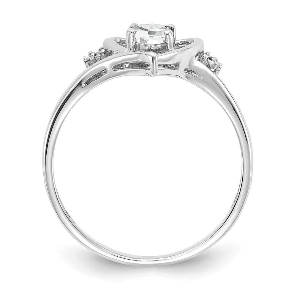 14k White Gold Topaz and Real Diamond Heart Ring