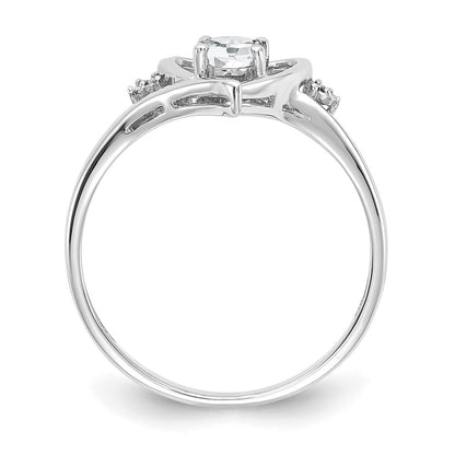 14k White Gold Topaz and Real Diamond Heart Ring