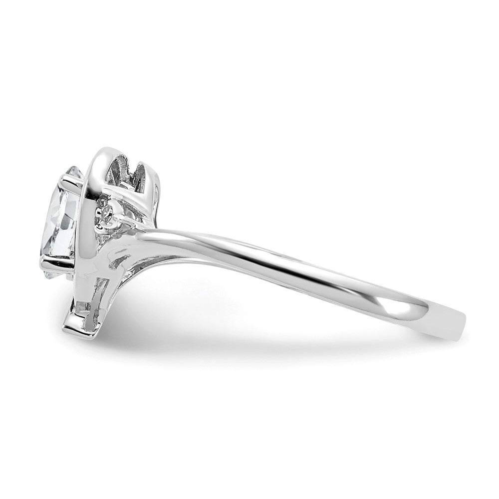 14k White Gold Topaz and Real Diamond Heart Ring