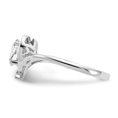 14k White Gold Topaz and Real Diamond Heart Ring
