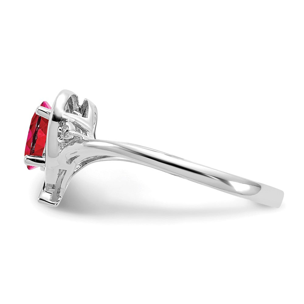 14k White Gold Ruby and Real Diamond Heart Ring