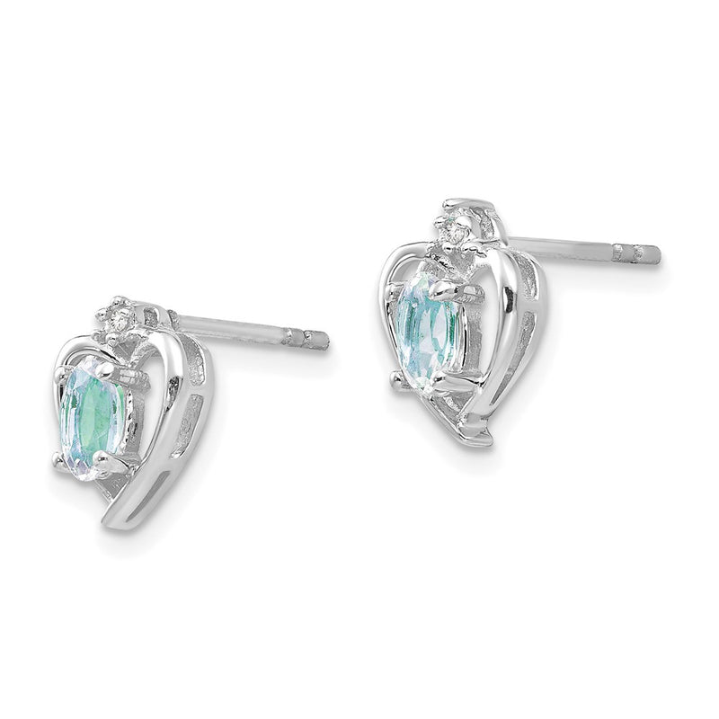 14k White Gold Aquamarine Diamond Earring