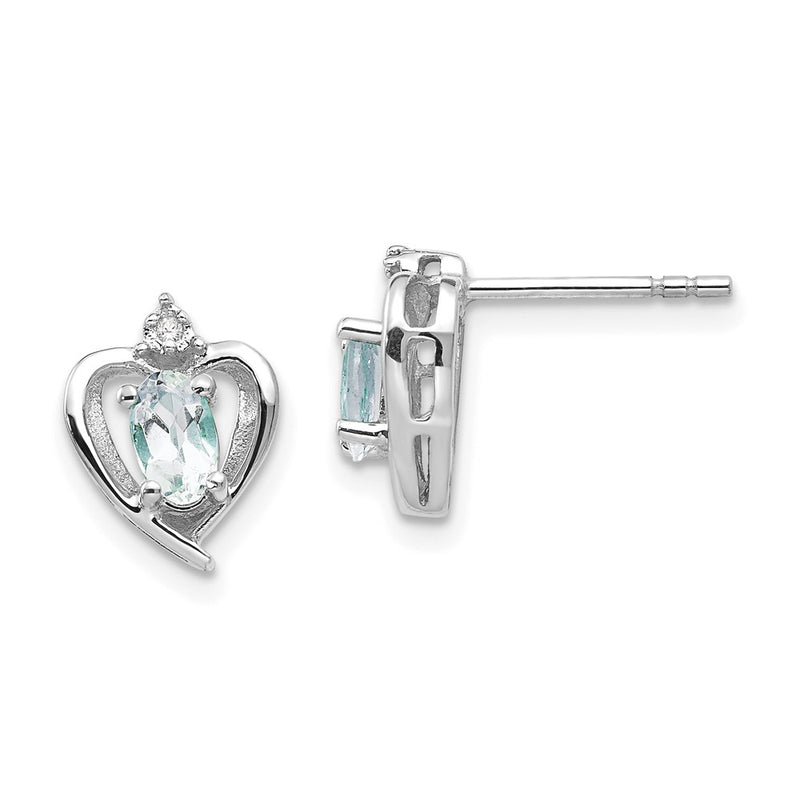 14k White Gold Aquamarine Diamond Earring