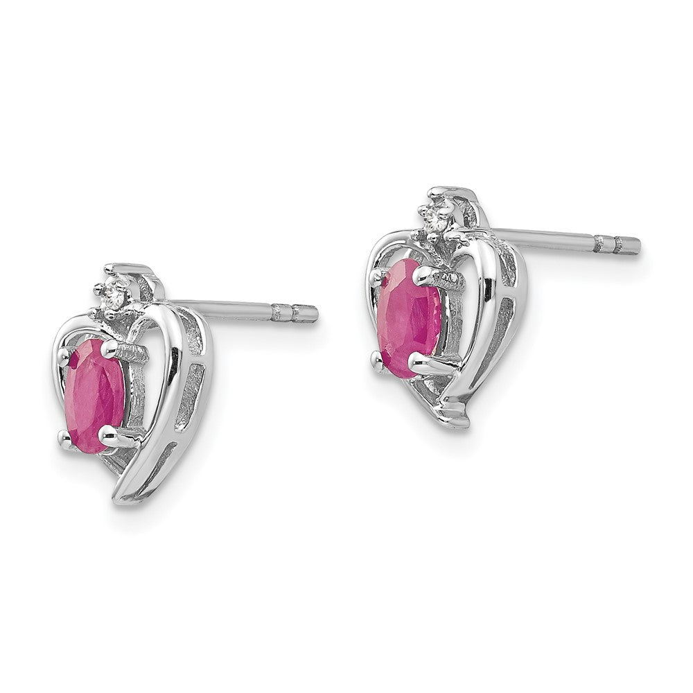 14k White Gold Ruby Diamond Earring