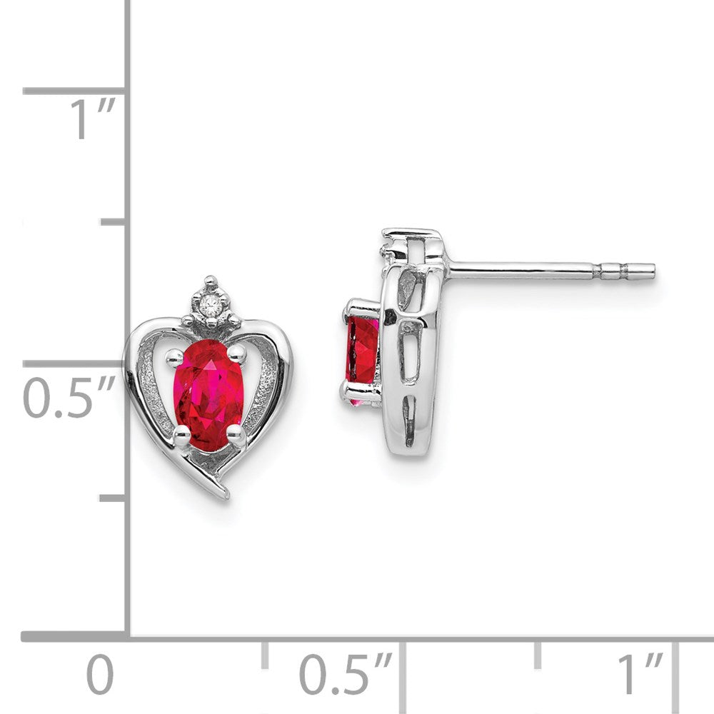 14k White Gold Ruby Diamond Earring
