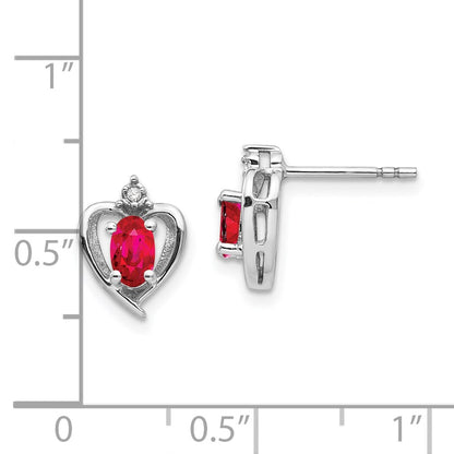 14k White Gold Ruby Diamond Earring