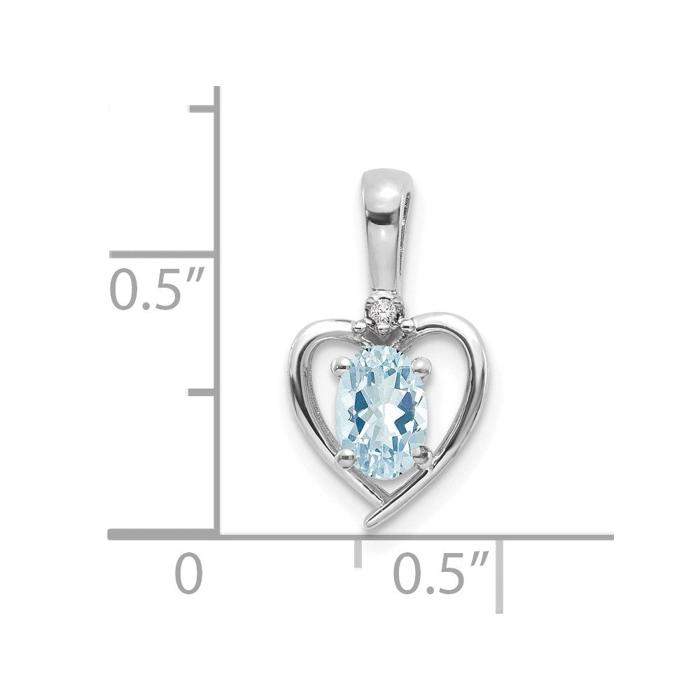 14k White Gold Aquamarine Diamond Pendant