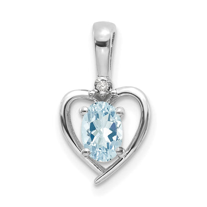 14k White Gold Aquamarine Diamond Pendant