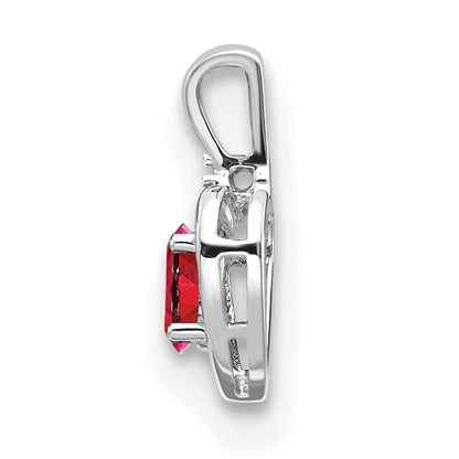 14k White Gold Ruby Diamond Pendant