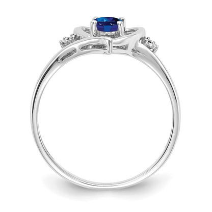 14k White Gold Sapphire and Real Diamond Heart Ring