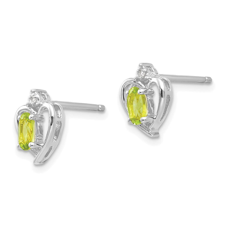 14k White Gold Peridot Diamond Earring