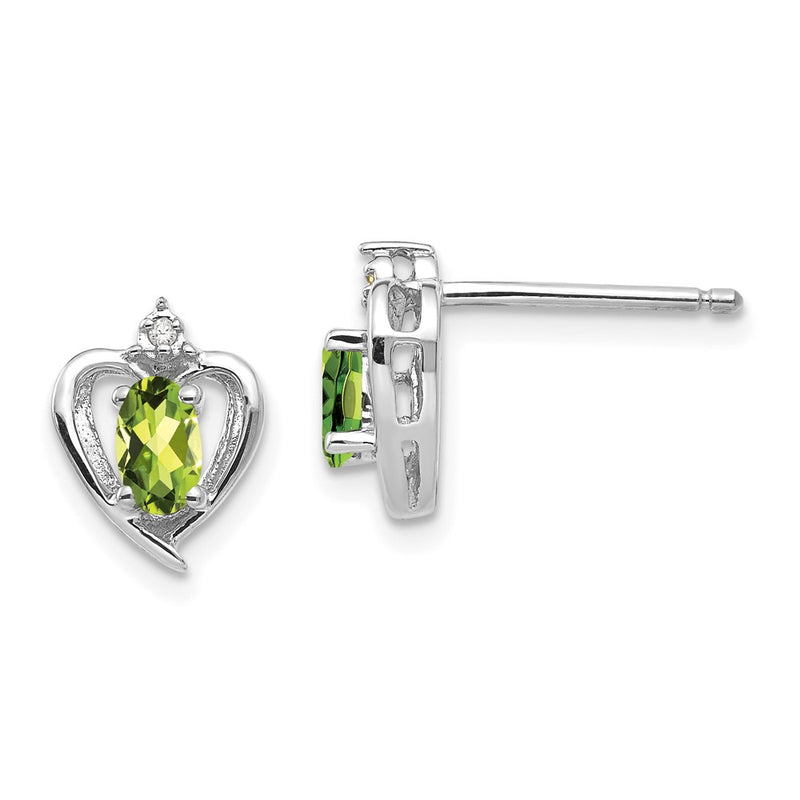 14k White Gold Peridot Diamond Earring