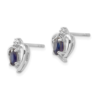 14k White Gold Sapphire Diamond Earring