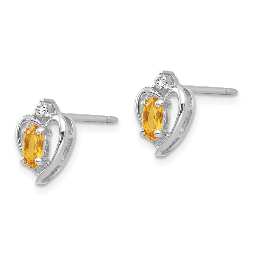 14k White Gold Citrine Diamond Earring