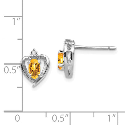 14k White Gold Citrine Diamond Earring