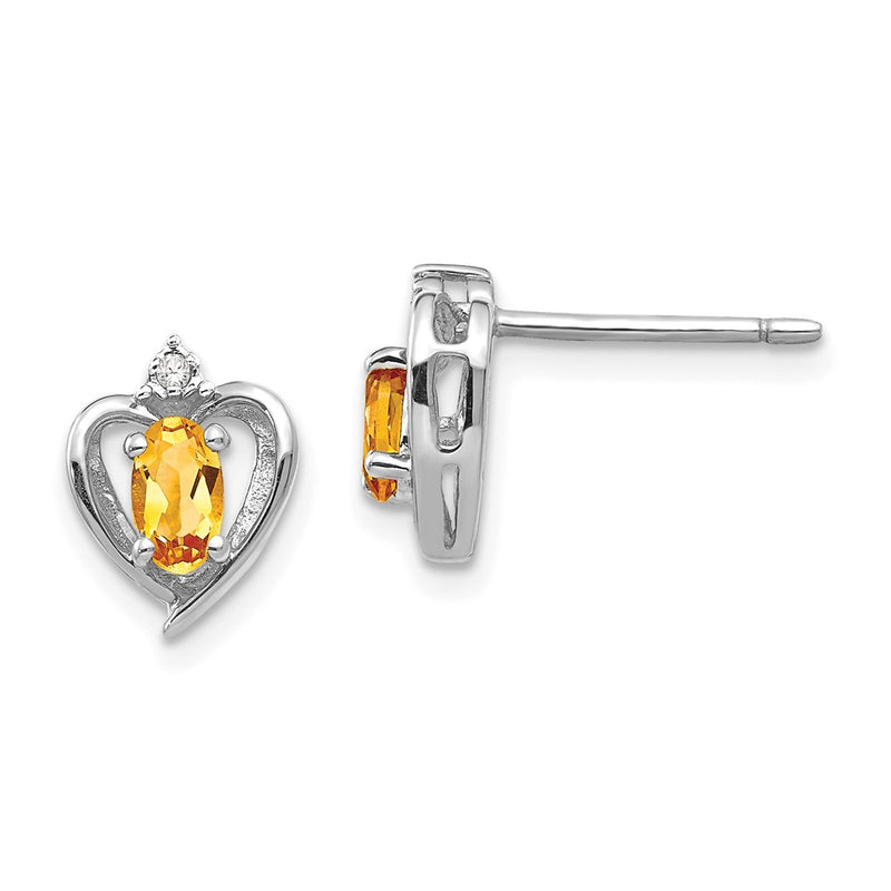 14k White Gold Citrine Diamond Earring