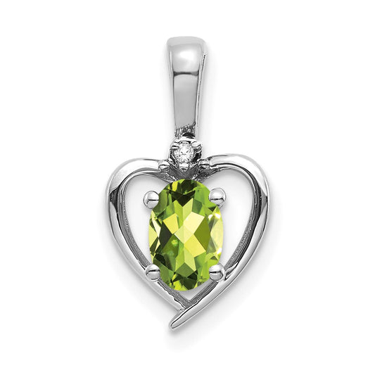 14k White Gold Peridot Diamond Pendant