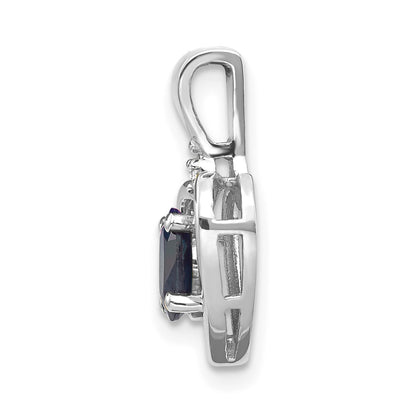 14k White Gold Sapphire Diamond Pendant