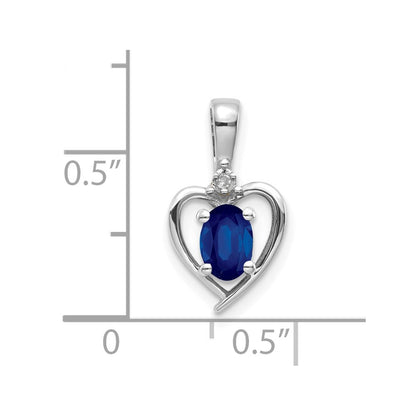 14k White Gold Sapphire Diamond Pendant