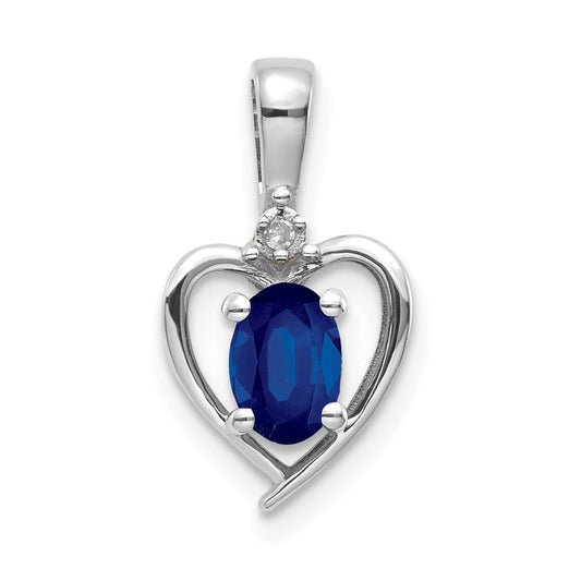 14k White Gold Sapphire Diamond Pendant