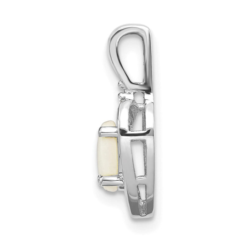 14k White Gold Opal Diamond Pendant