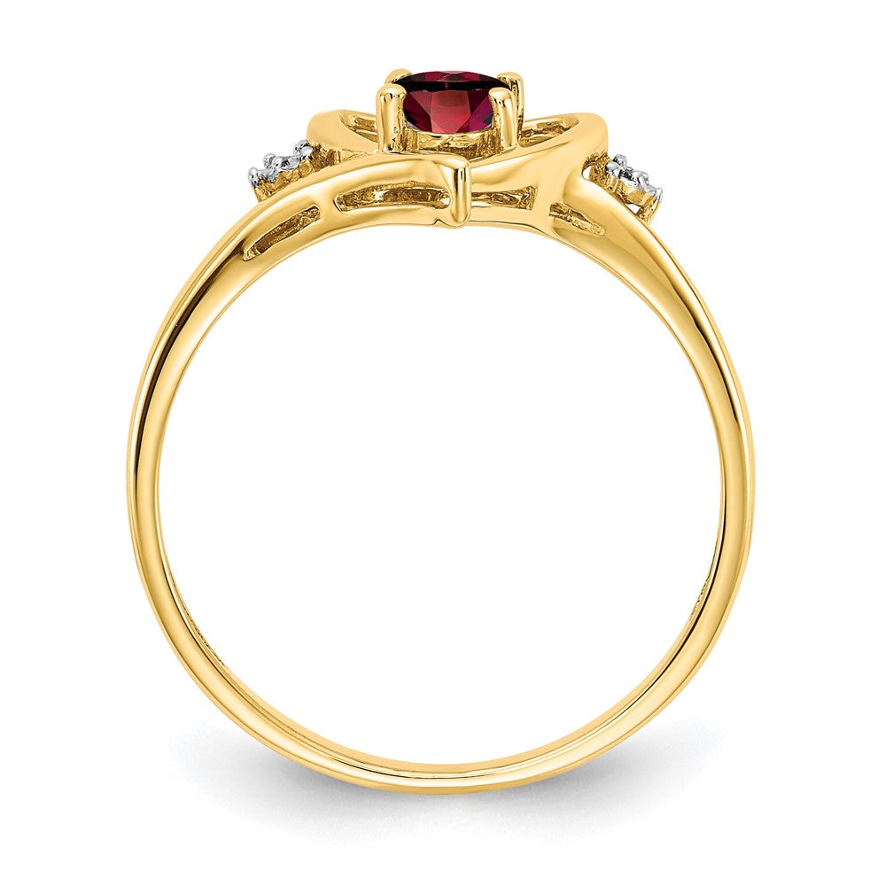 14K Yellow Gold Garnet and Real Diamond Heart Ring