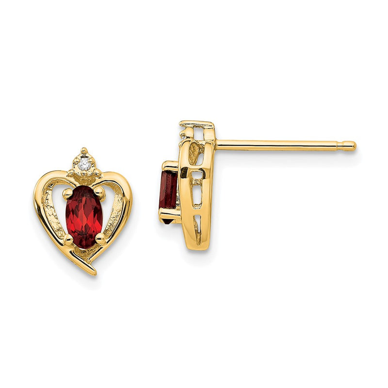10k Yellow Gold Diamond & Garnet Earrings