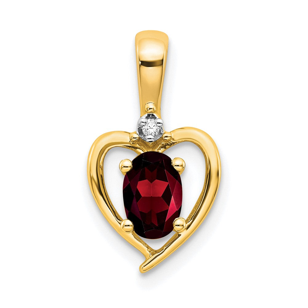 10k Yellow Gold Diamond & Garnet Pendant