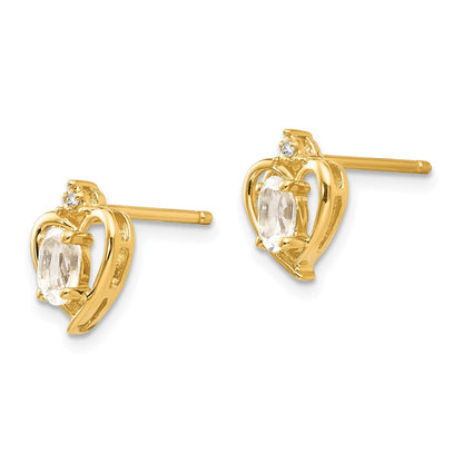 14K Diamond and White Topaz Earrings