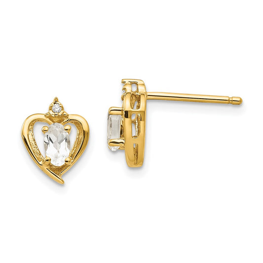 10k Yellow Gold Diamond & White Topaz Earrings