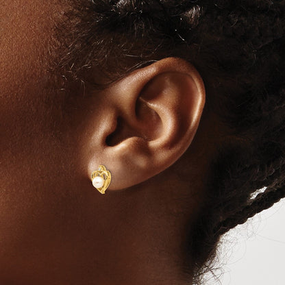 14K Diamond and FW Cultured Pearl Earrings