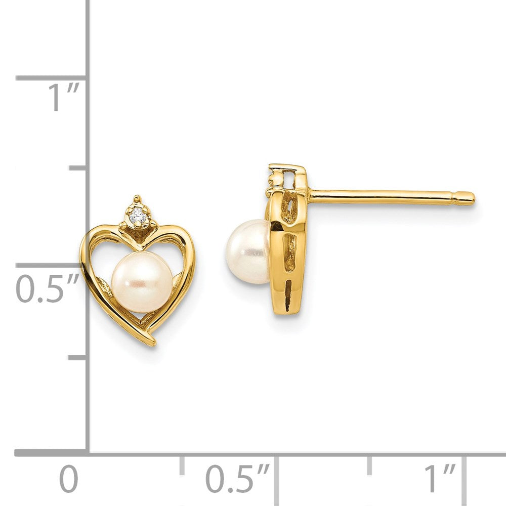 14K Diamond and FW Cultured Pearl Earrings