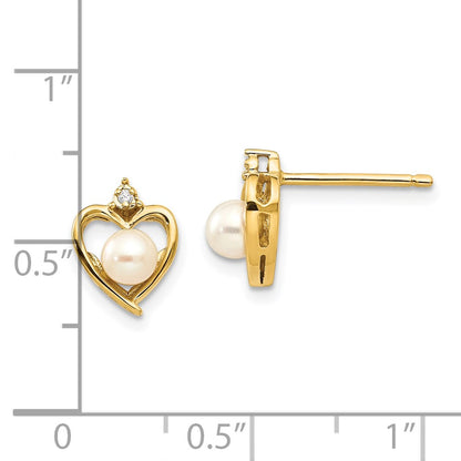 14K Diamond and FW Cultured Pearl Earrings