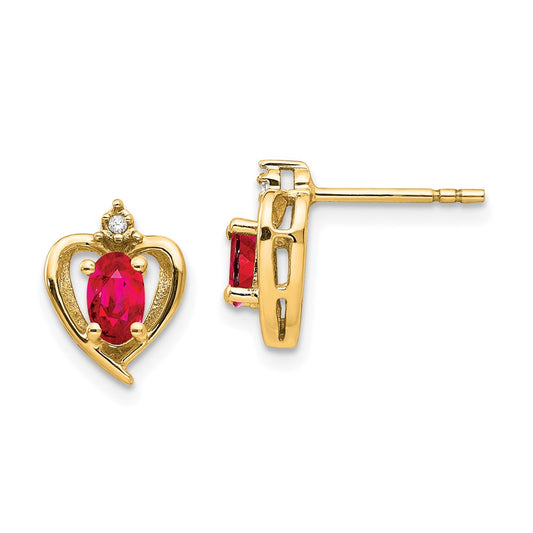 14K Diamond and Ruby Earrings