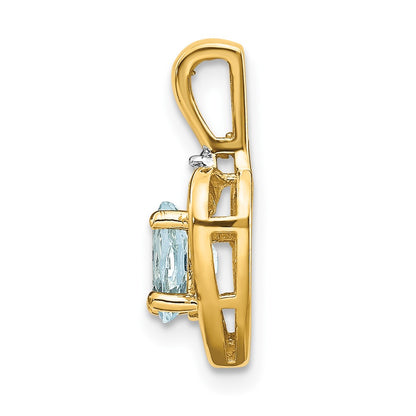14K Diamond and Aquamarine Pendant