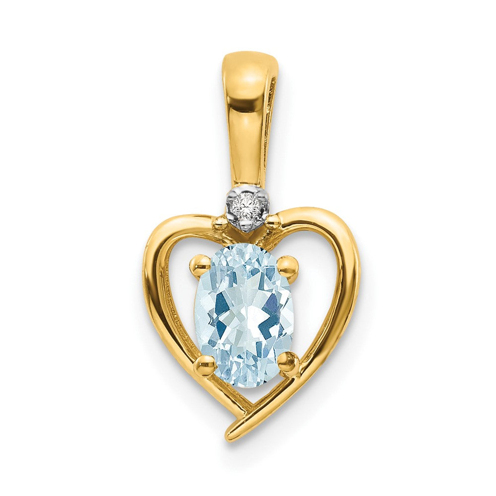 14K Diamond and Aquamarine Pendant