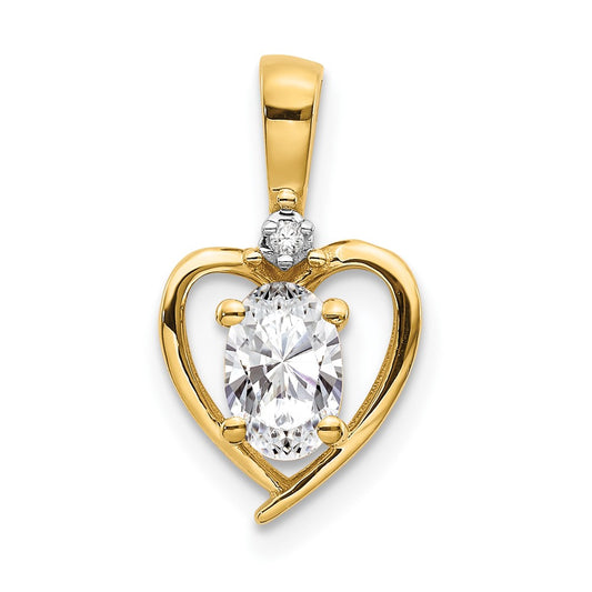 14K Diamond and White Topaz Pendant