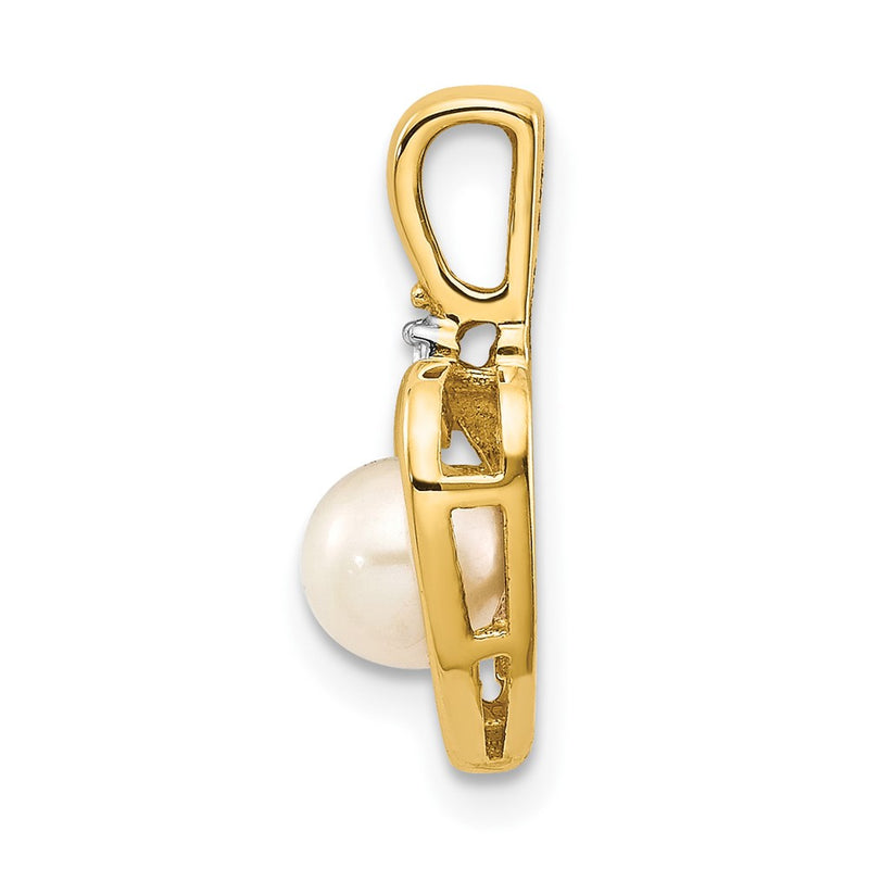 10k Yellow Gold Diamond & FW Cultured Pearl Pendant