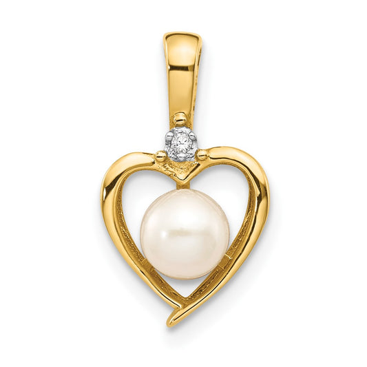 10k Yellow Gold Diamond & FW Cultured Pearl Pendant