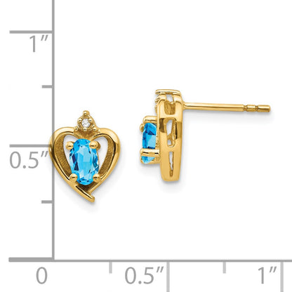14K Diamond and Blue Topaz Earrings