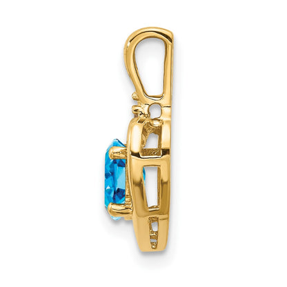 14K Diamond and Blue Topaz Pendant