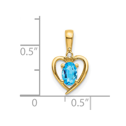 14K Diamond and Blue Topaz Pendant