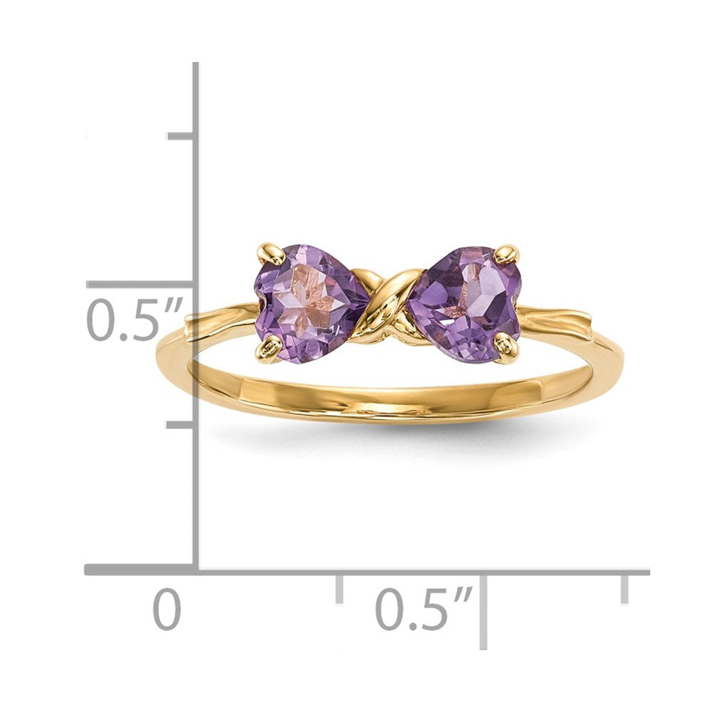 14k Gold Polished Amethyst Bow Ring