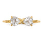 Solid 14k Yellow Gold Polished Simulated White Topaz Bow Ring