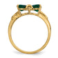Solid 14k Yellow Gold Polished Created Simulated Emerald Bow Ring