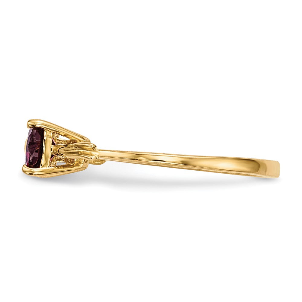 Solid 14k Yellow Gold Polished Rhodolite Bow Ring