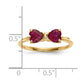 Solid 14k Yellow Gold Polished Created Simulated Ruby Bow Ring
