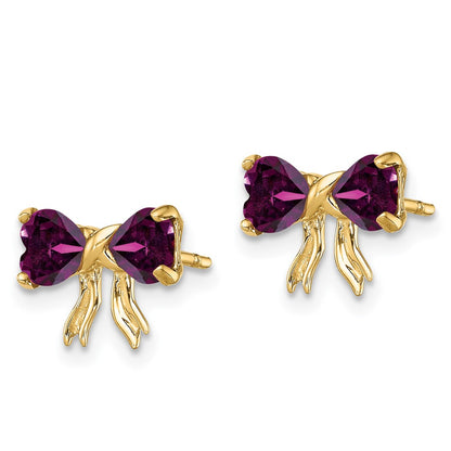 14k Yellow Gold Gold Polished Rhodolite Bow Post Earrings