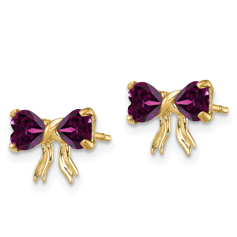 14k Yellow Gold Gold Polished Rhodolite Bow Post Earrings